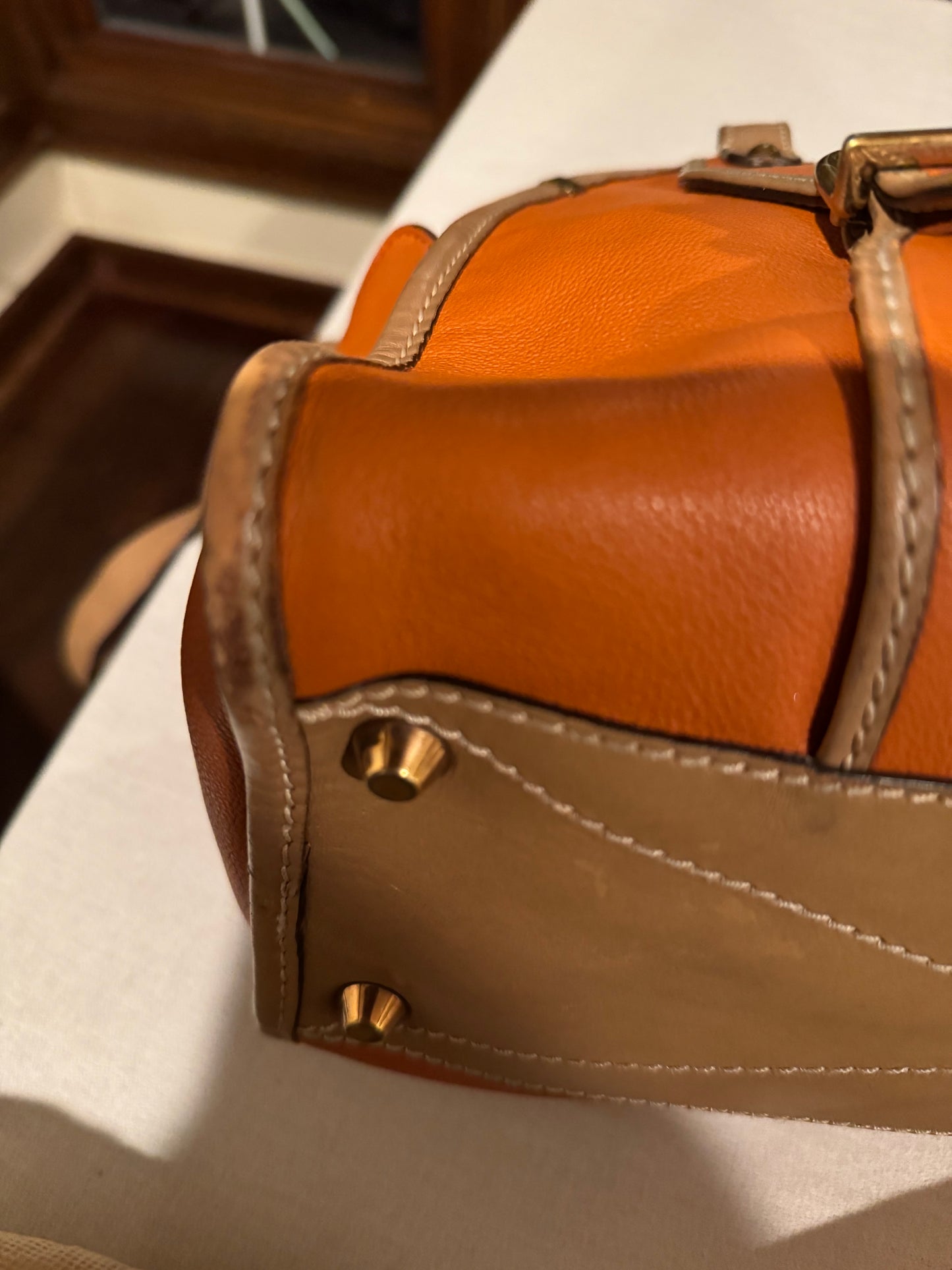 Chloé Vintage Orange Leather Structured Satchel Bag