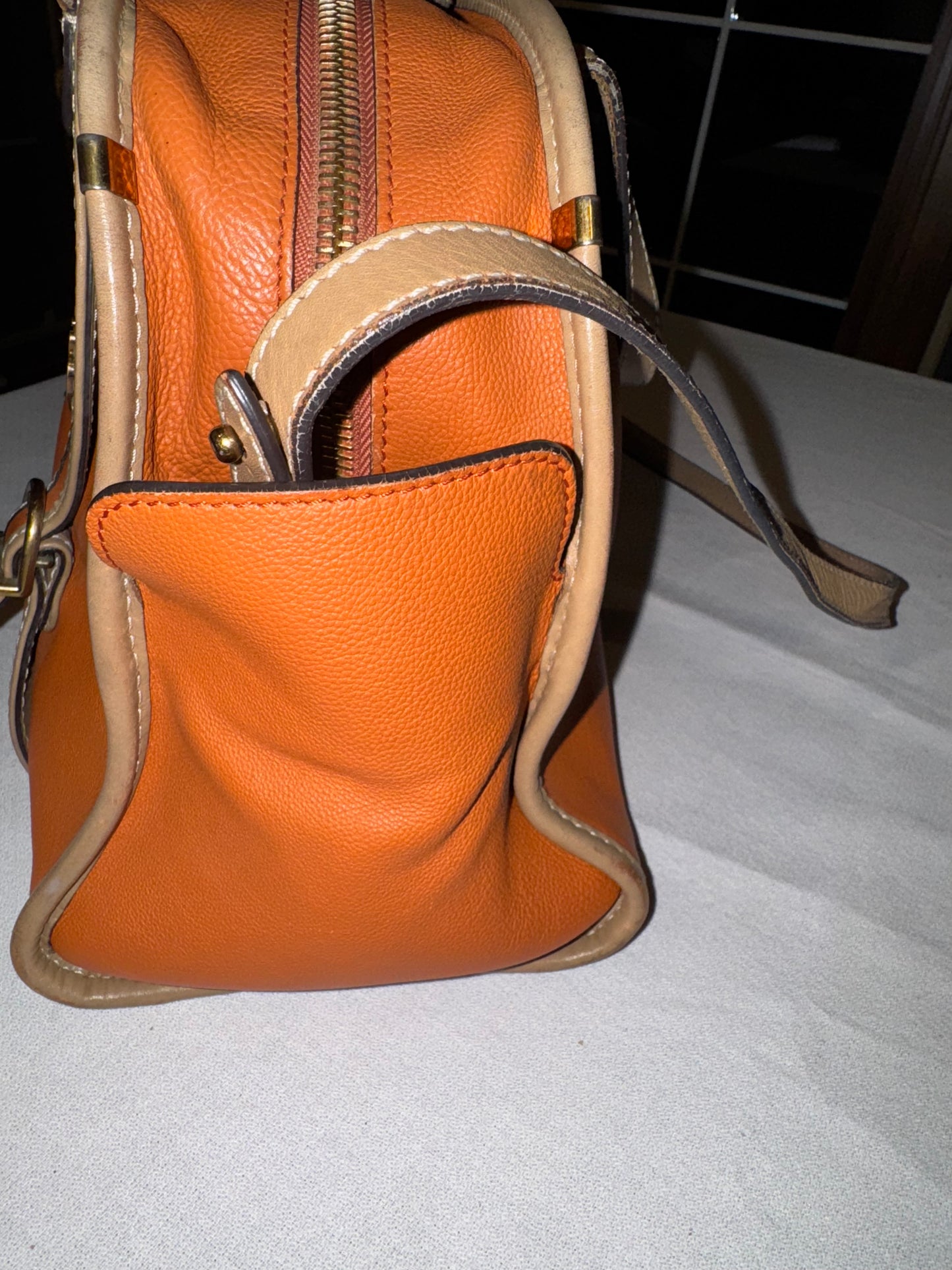 Chloé Vintage Orange Leather Structured Satchel Bag