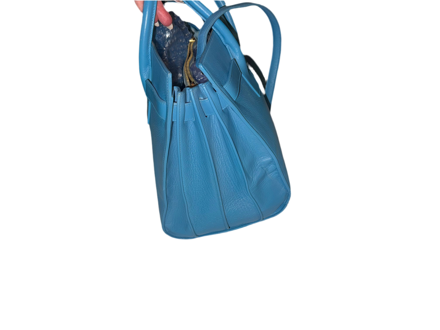 Saint Laurent Sac de Jour Tote in Light Blue Smooth Leather