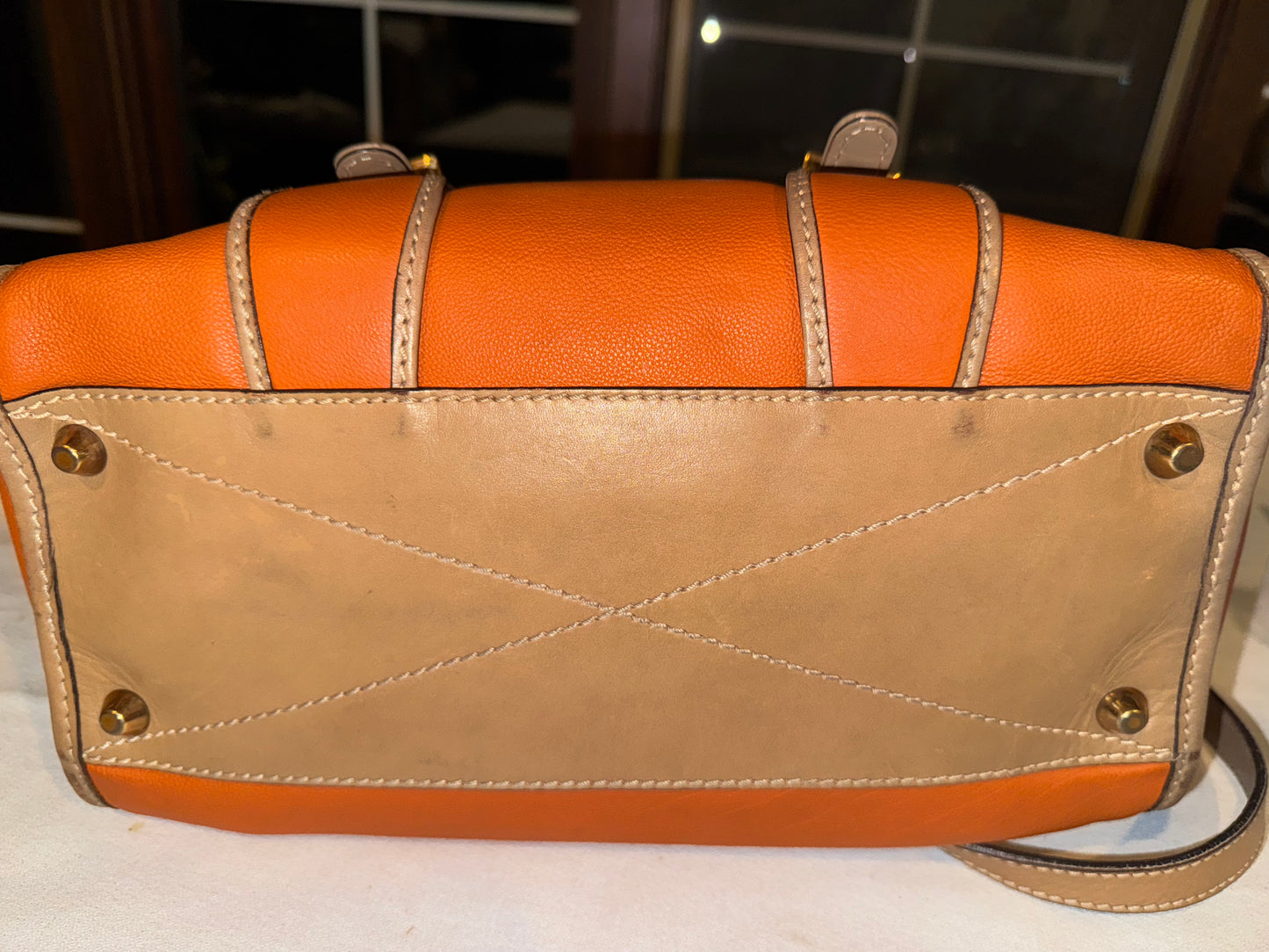 Chloé Vintage Orange Leather Structured Satchel Bag