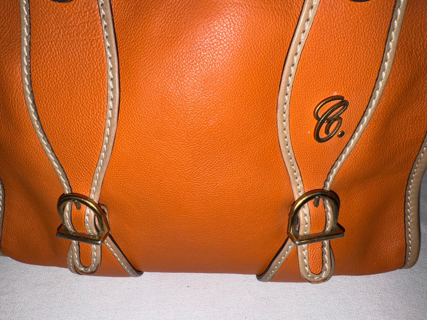Chloé Vintage Orange Leather Structured Satchel Bag