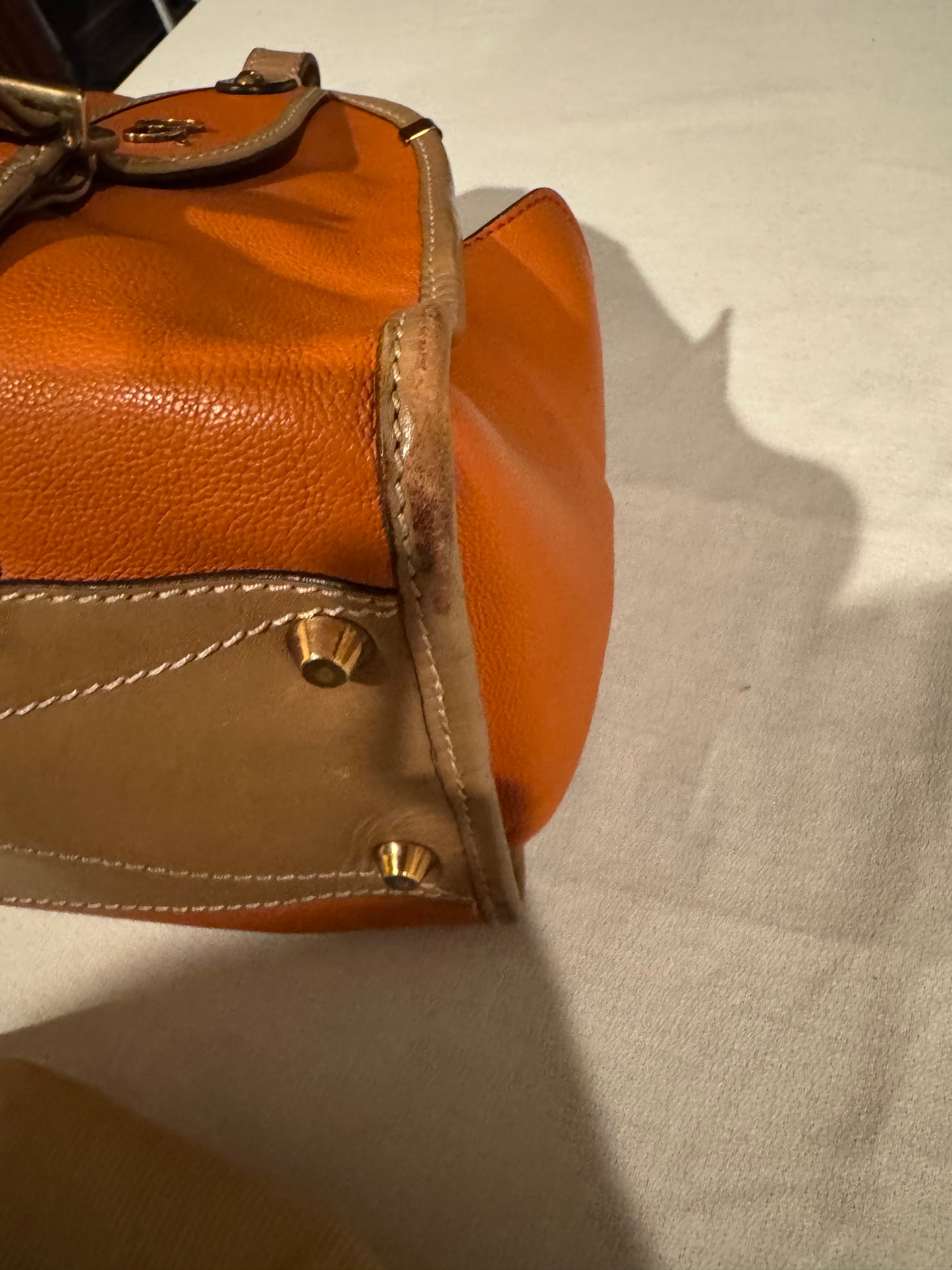 Chloé Vintage Orange Leather Structured Satchel Bag