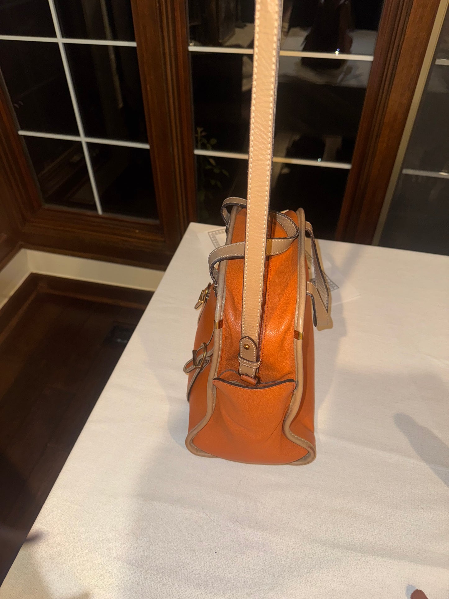 Chloé Vintage Orange Leather Structured Satchel Bag