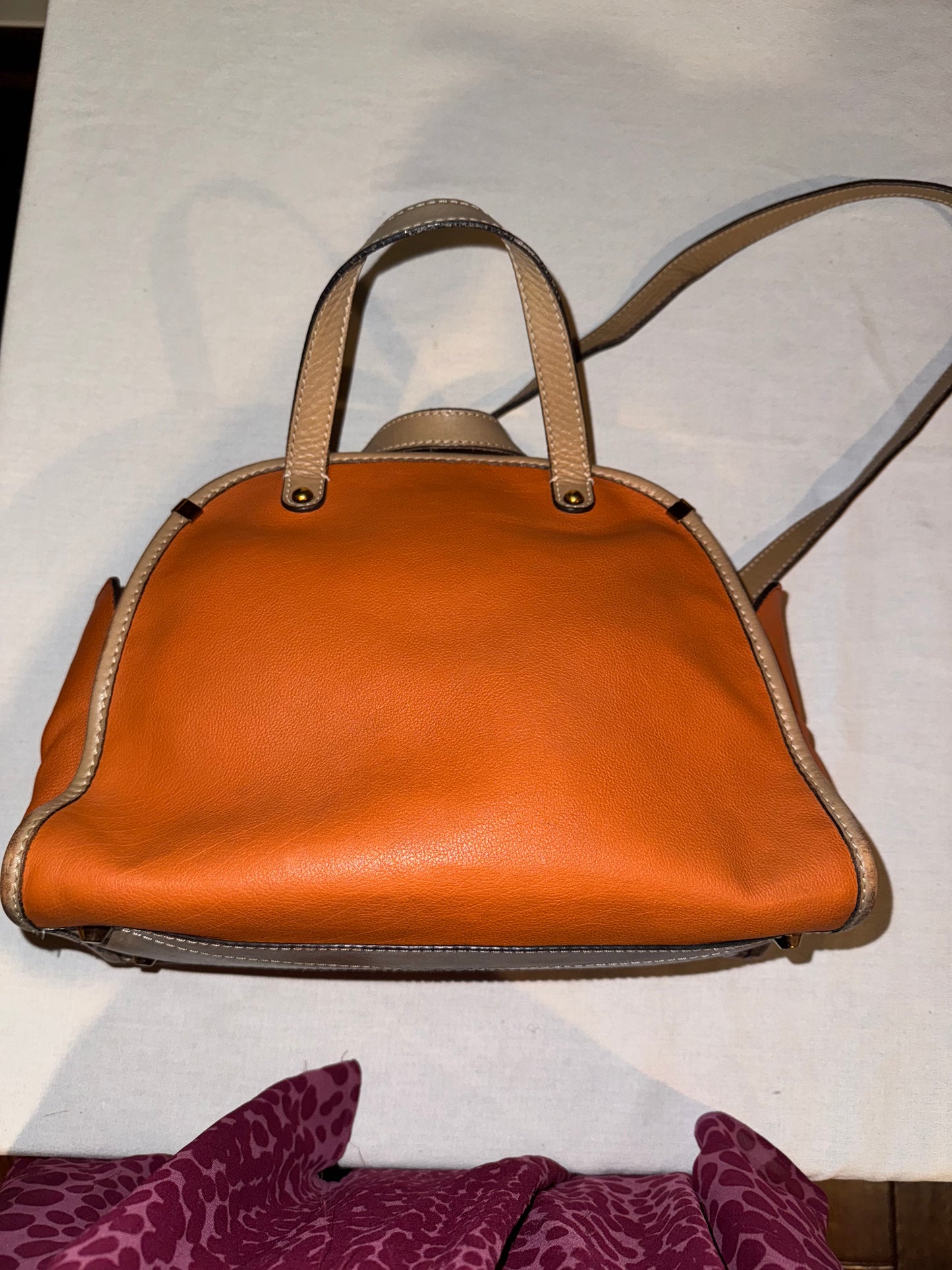 Chloé Vintage Orange Leather Structured Satchel Bag