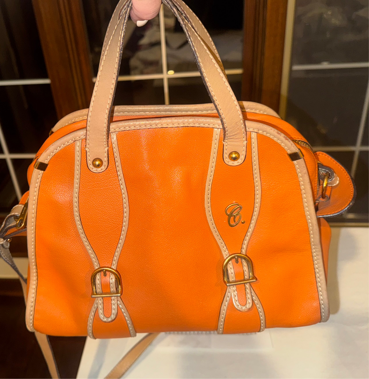 Chloé Vintage Orange Leather Structured Satchel Bag
