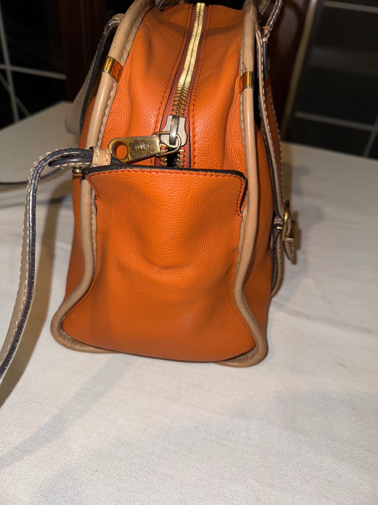 Chloé Vintage Orange Leather Structured Satchel Bag