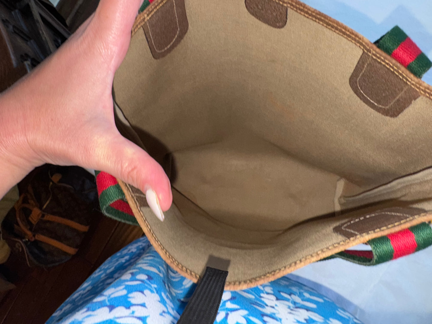 Gucci GG Supreme Web Sherry Line Tote Bag