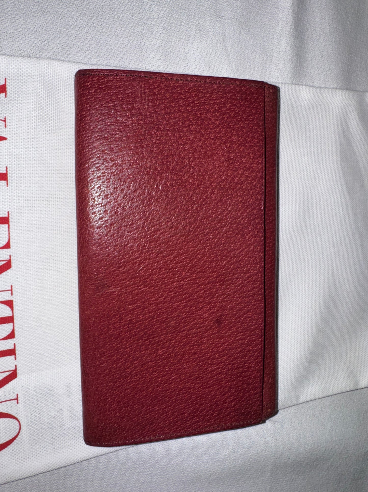 Valentino Garavani Vintage Burgundy Pebbled Leather Continental Wallet